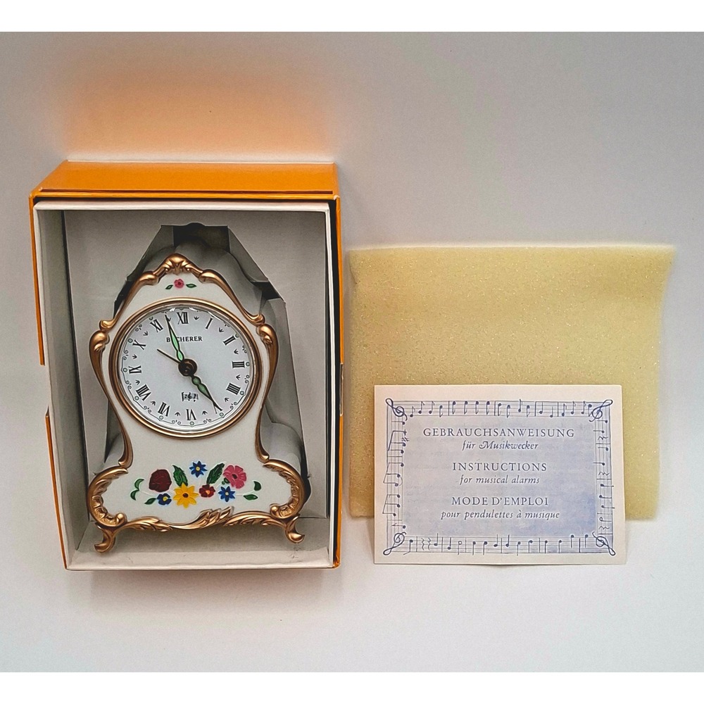 Vintage Bucherer Lador Switzerland Musical Alarm Clock – Edelweiss 2866 box 4.5"
